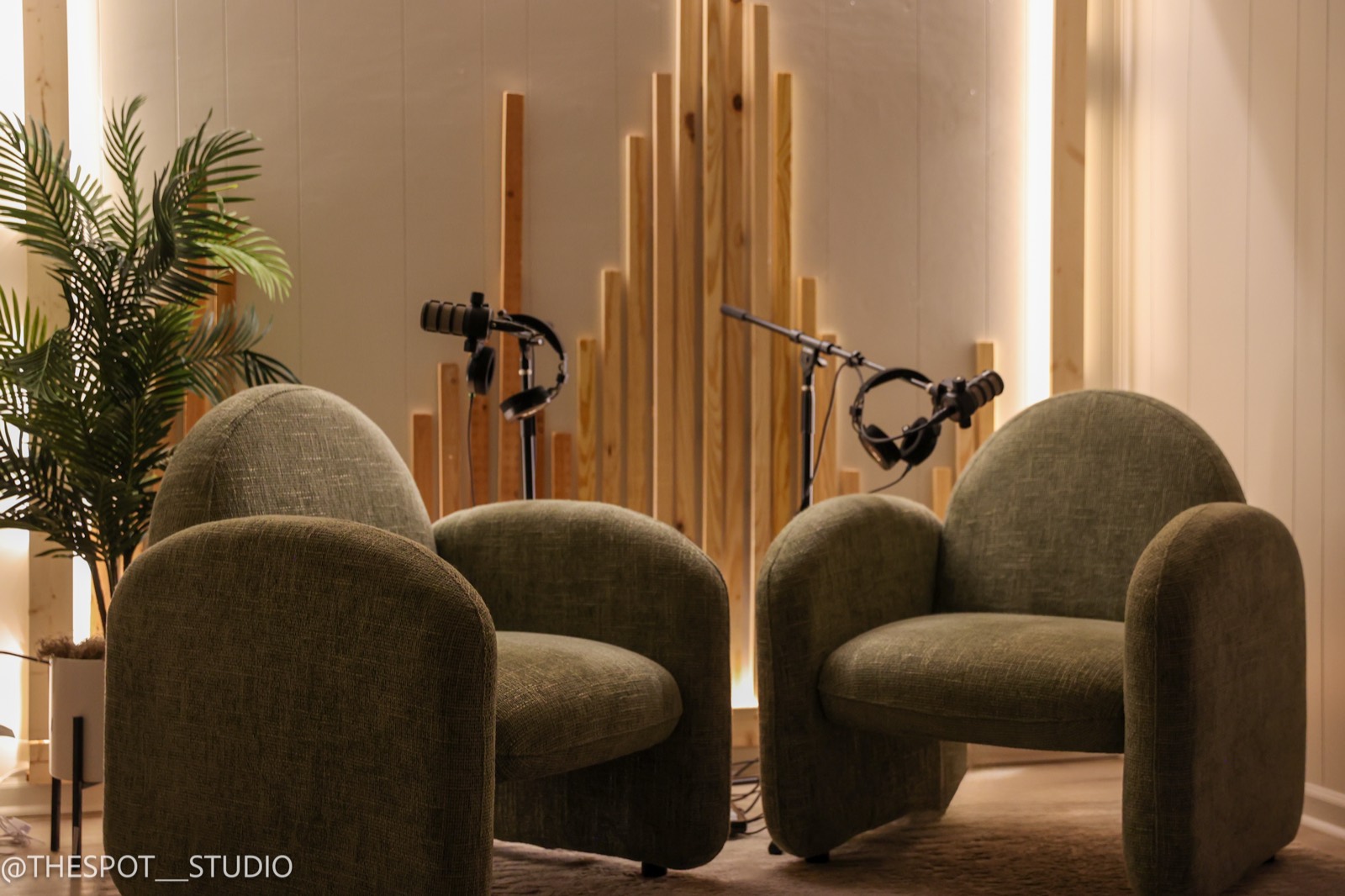 The Spot podcast studio — Studio A set in Little Rock